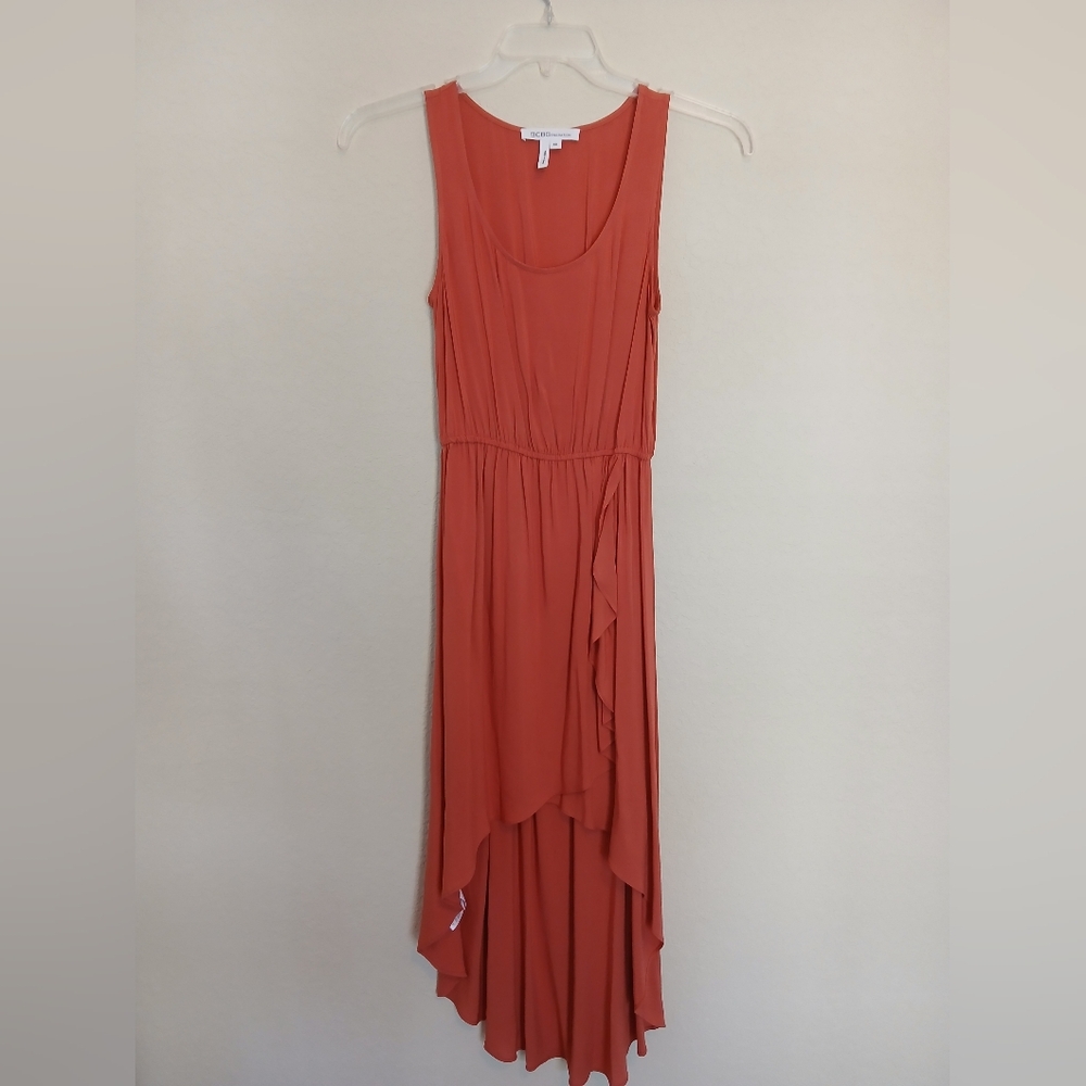 BCBGeneration Coral Orange Hi Low Hem Dress